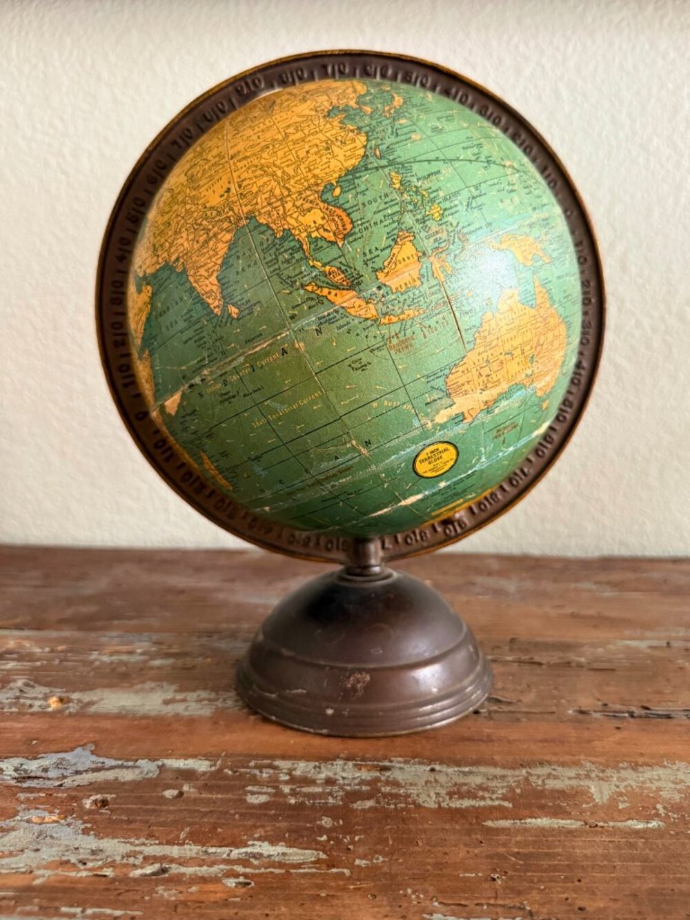 c. 1936-1938 George F. Cram Co. No. 72 7" Terrestrial Globe | Pre-WWII | Origina